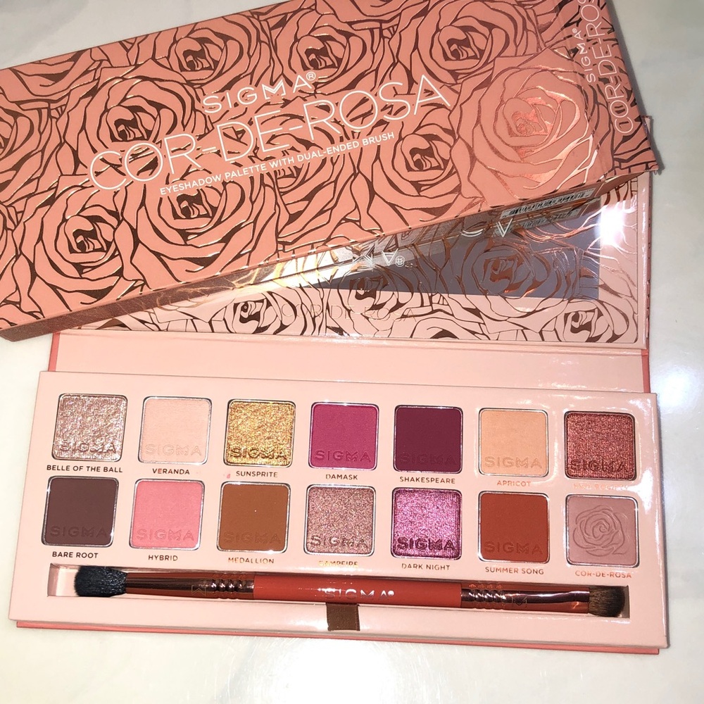 Sigma Beauty Cor-De-Rosa 14 Pan Eyeshadow Palette + Dual Ended Brush NIB